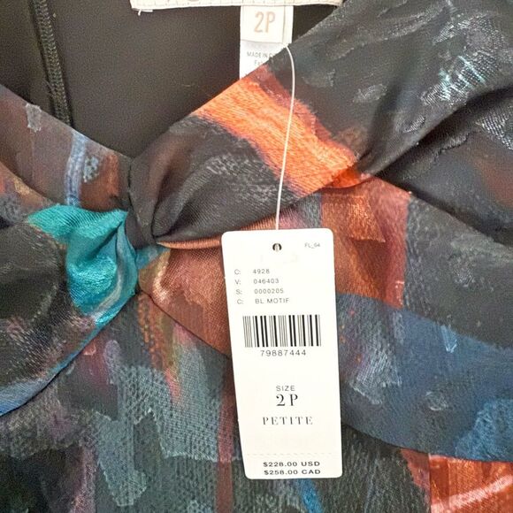 Hutch Anthropologie Long Sleeve Midi Dress in Blue Orange Abstract Print 2P - Picture 7 of 10